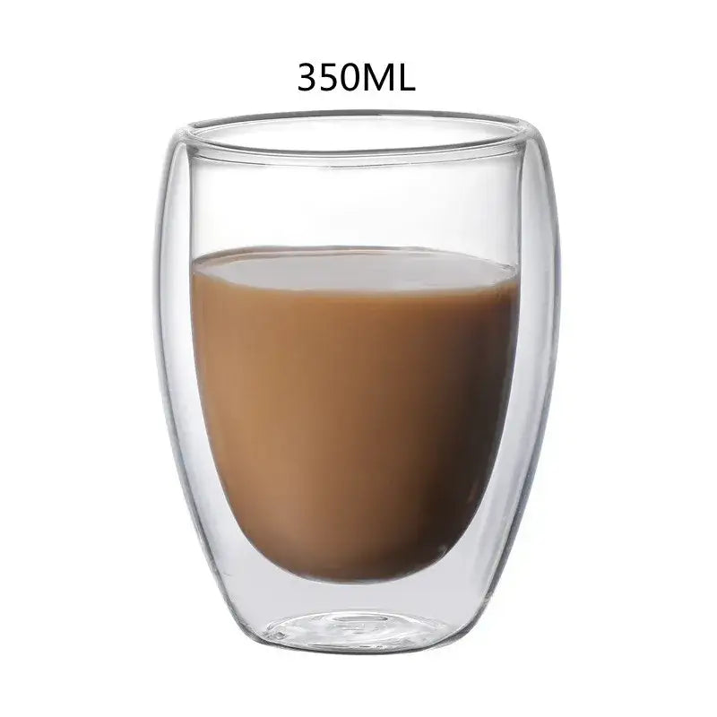 Set of 3 clear double wall glass cup tumblers for kitchen and dining