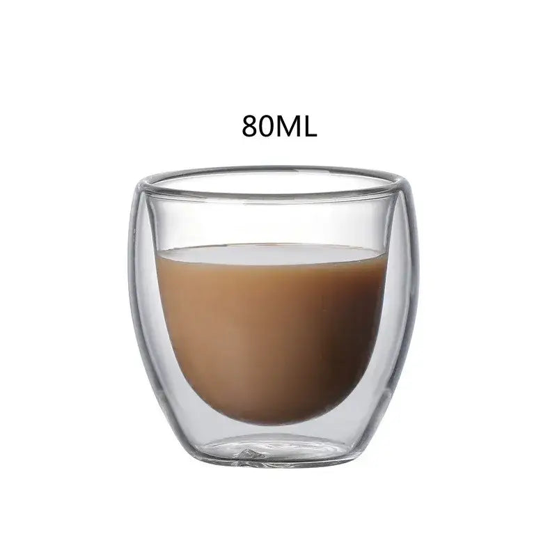 Set of 3 clear double wall glass cup tumblers for kitchen and dining
