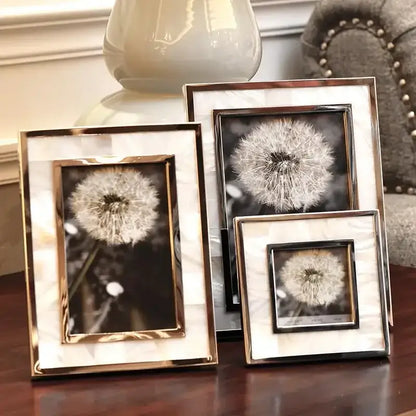 Set of 3 golden alloy shell photo frames bedroom desk decor