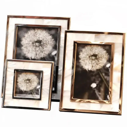 Set of 3 golden alloy shell photo frames bedroom desk decor