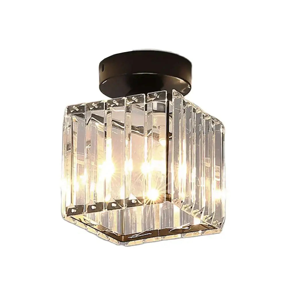 Set of 4 black & gold crystal mini ceiling lights for living room