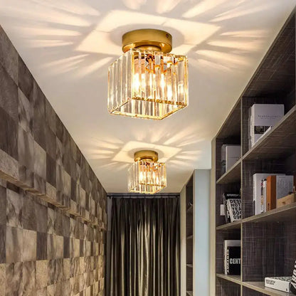 Set of 4 black & gold crystal mini ceiling lights for living room
