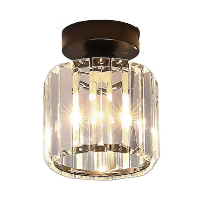 Set of 4 black & gold crystal mini ceiling lights for living room
