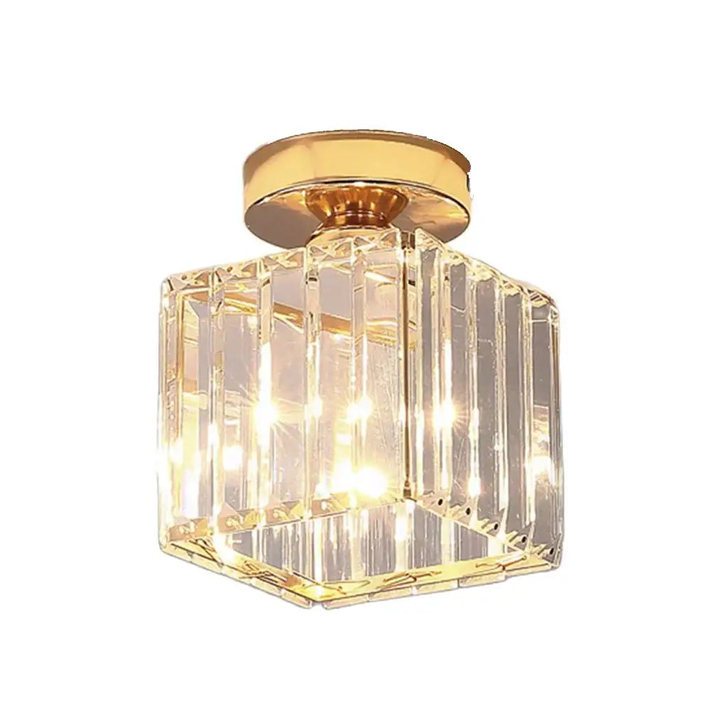 Set of 4 black & gold crystal mini ceiling lights for living room
