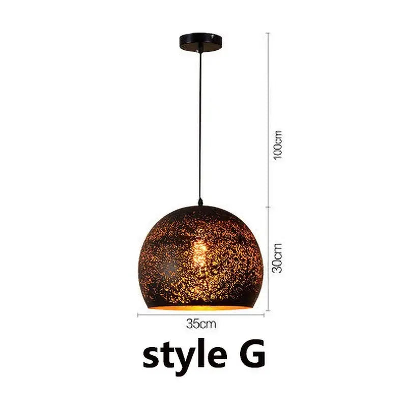 Set of 4 black & gold etched iron pendant light fixture dining room
