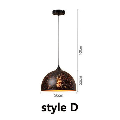 Set of 4 black & gold etched iron pendant light fixture dining room