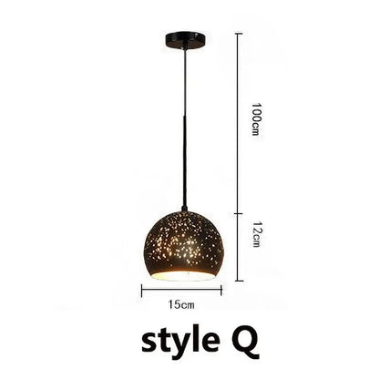Set of 4 black & gold etched iron pendant light fixture dining room