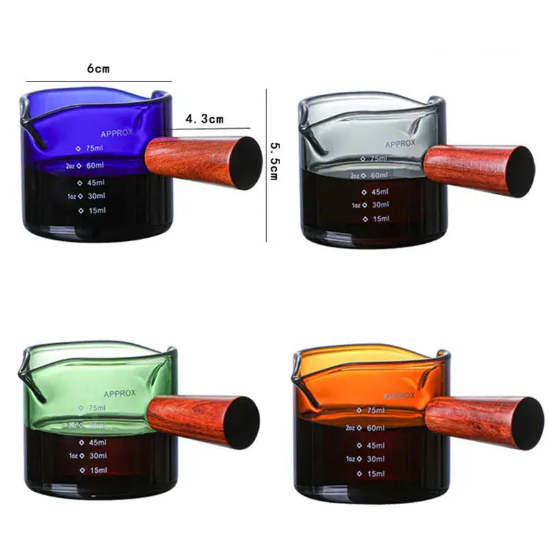 Set of 4 colorful double mouth glass measuring cups kitchen scale mug