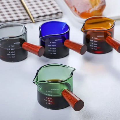 Set of 4 colorful double mouth glass measuring cups kitchen scale mug