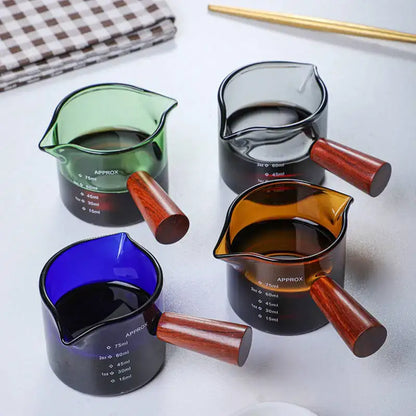Set of 4 colorful double mouth glass measuring cups kitchen scale mug