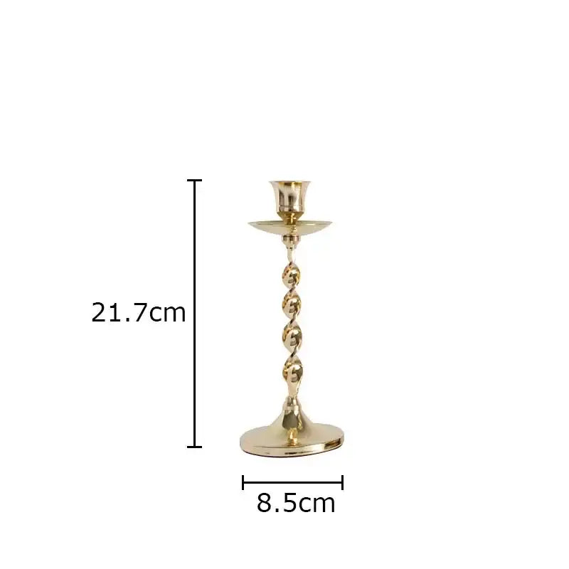 Set of 4 golden candlestick holders dining room twisted metal decor