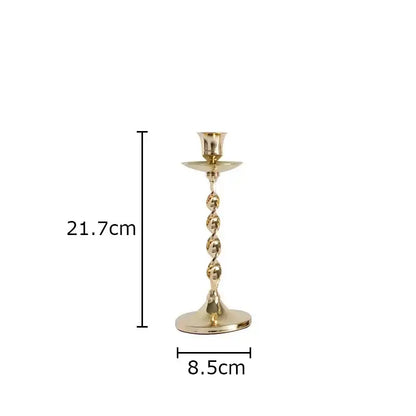 Set of 4 golden candlestick holders dining room twisted metal decor