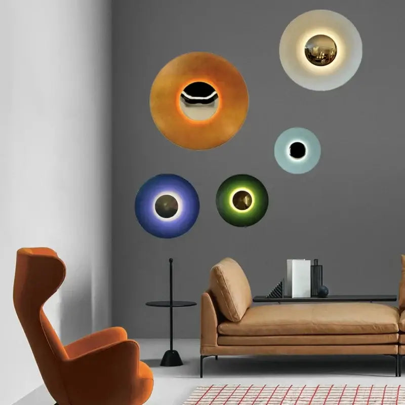Set of 5 decorbites colorful round metal led wall lamps for bedroom