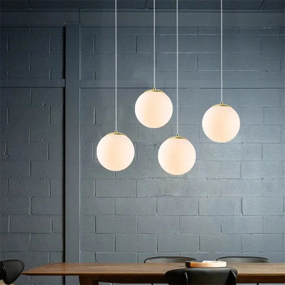 Set of 6 frosted glass ball pendant lights for living room