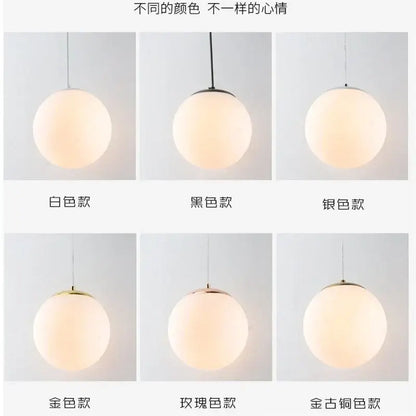 Set of 6 frosted glass ball pendant lights for living room
