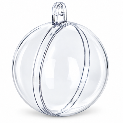 Set of 6 Mini Clear Plastic Ball Ornaments 1.92 Inches (49 mm)