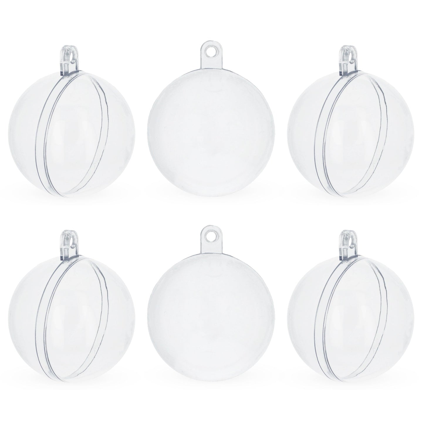 Set of 6 Mini Clear Plastic Ball Ornaments 1.92 Inches (49 mm)