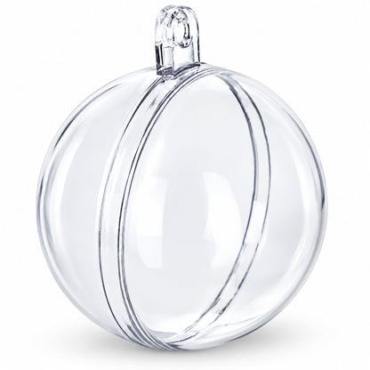Set of 6 Mini Clear Plastic Ball Ornaments 1.92 Inches (49 mm)