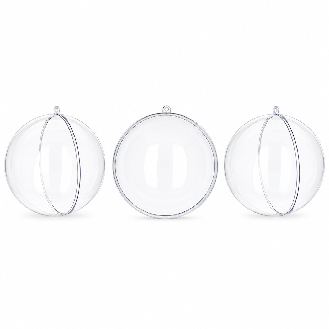 Set of 3 Clear Plastic Ball Ornaments 3.45 Inches (88 mm)