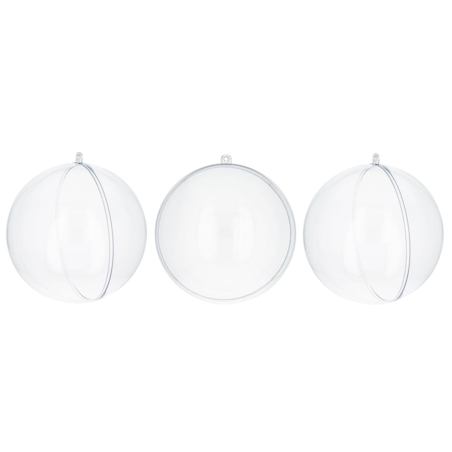 Set of 3 Clear Plastic Ball Ornaments 3.45 Inches (88 mm)