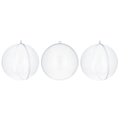 Set of 3 Clear Plastic Ball Ornaments 3.45 Inches (88 mm)