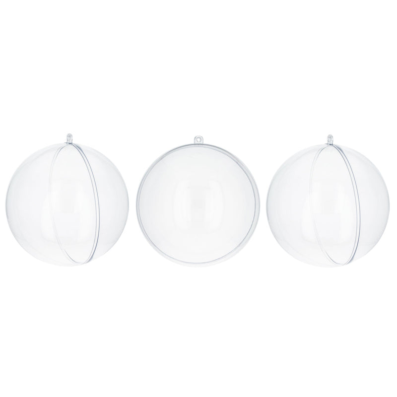 Set of 3 Clear Plastic Ball Ornaments 3.45 Inches (88 mm)