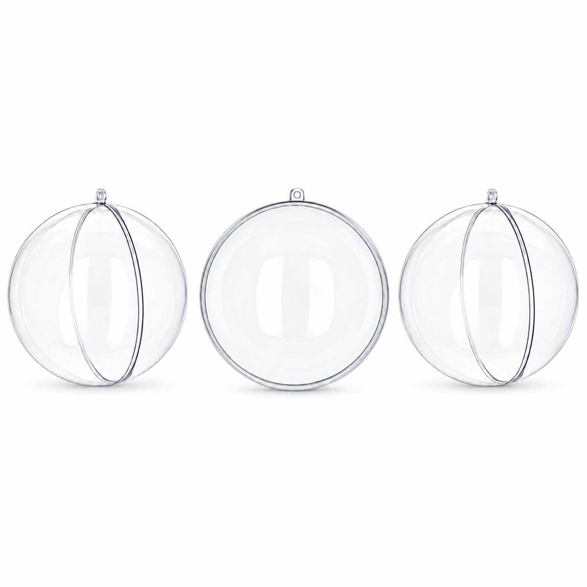 Set of 3 Clear Fillable Plastic Ball Christmas Ornament 4.7 Inches