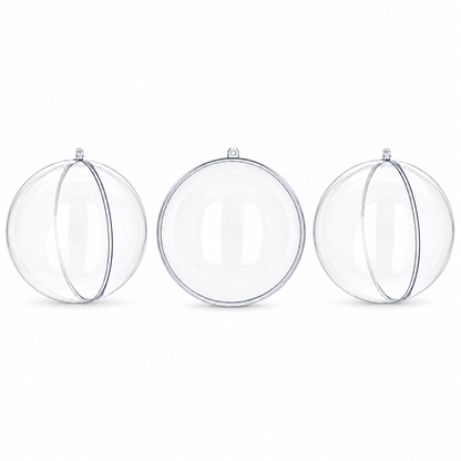 Set of 3 Clear Fillable Plastic Ball Christmas Ornament 4.7 Inches