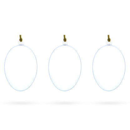 Set of 3 Clear Plastic Egg Ornaments 3.4 Inches (86 mm)