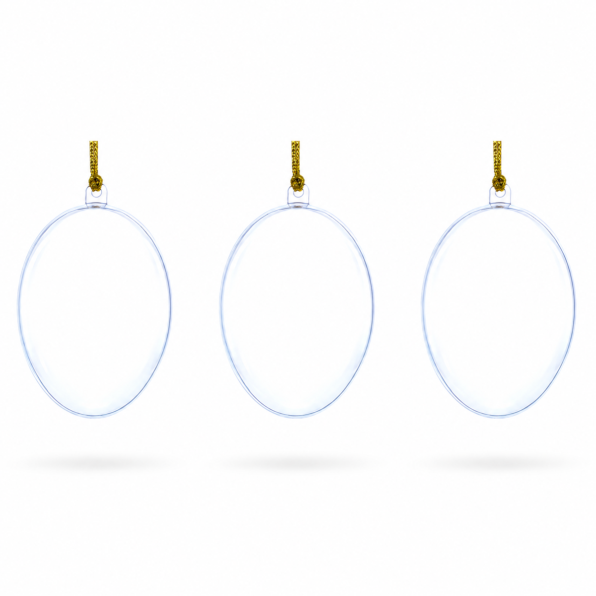 Set of 3 Clear Plastic Egg Ornaments 3.4 Inches (86 mm)