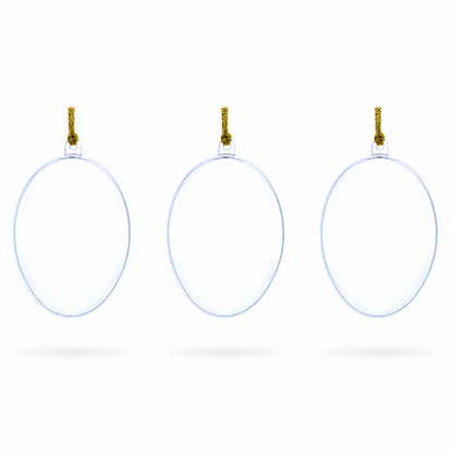 Set of 3 Clear Plastic Egg Ornaments 3.4 Inches (86 mm)