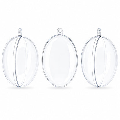Set of 3 Clear Plastic Egg Ornaments 4.35 Inches (100 mm)