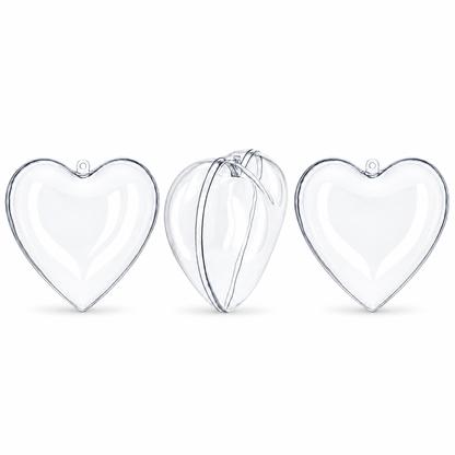 Set of 3 Clear Plastic Hearts Ornaments 2.45 Inches (62 mm)