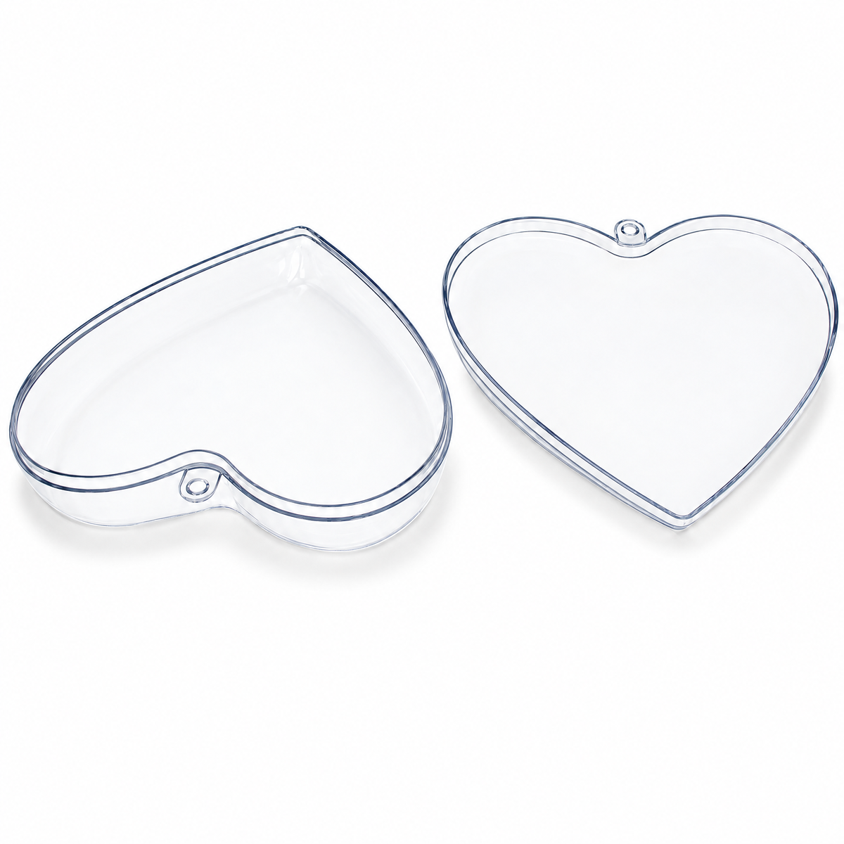 Set of 3 Clear Plastic Hearts Ornaments 2.45 Inches (62 mm)