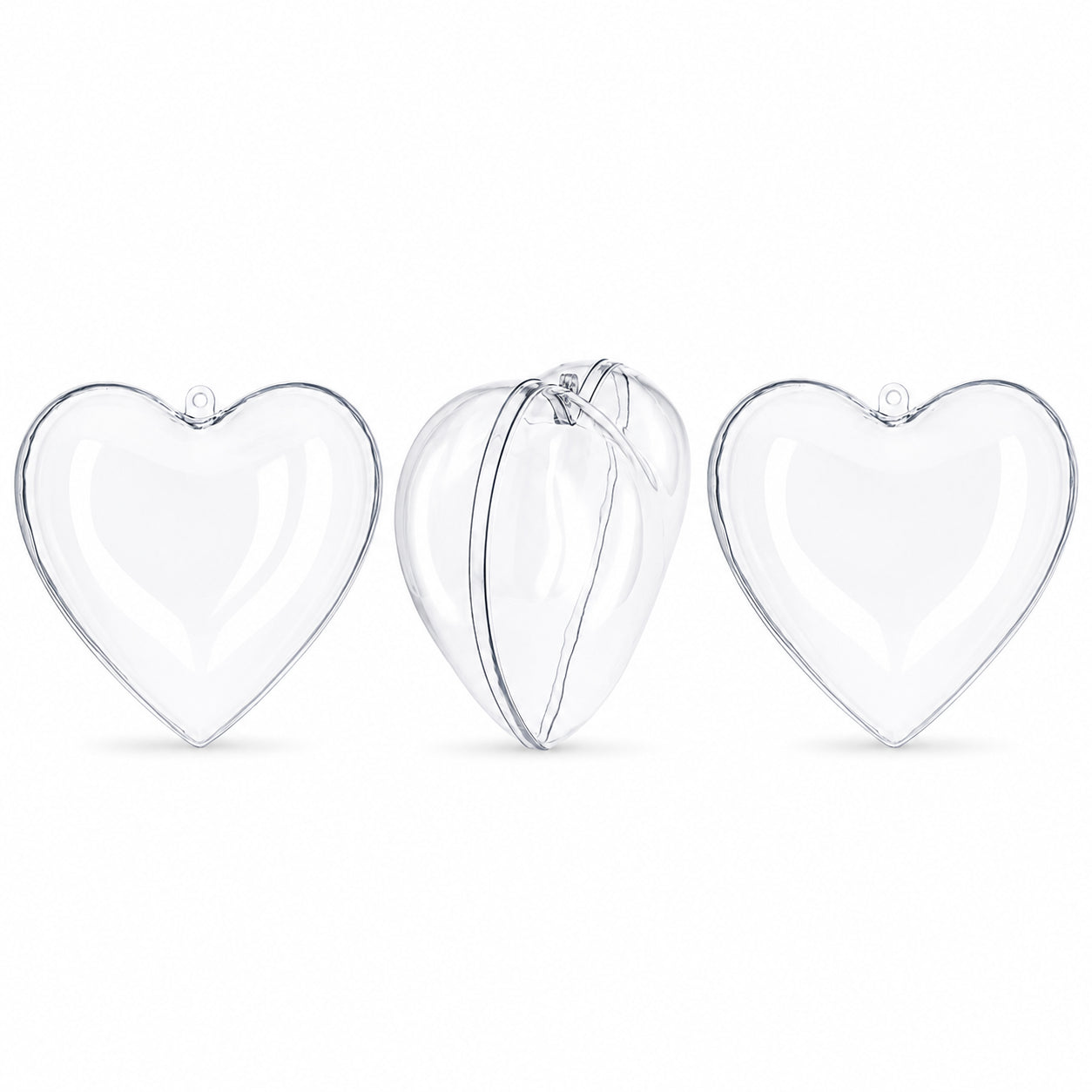 Set of 3 Clear Plastic Heart Ornament 4.6 Inches (117 mm)