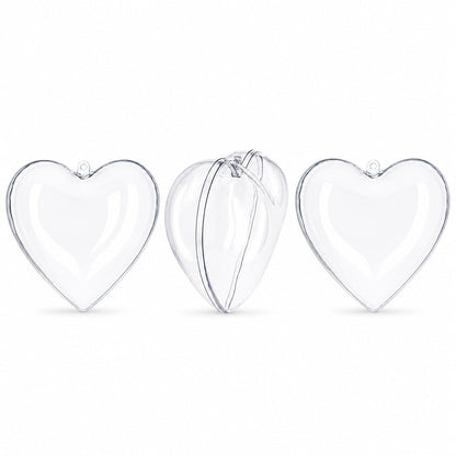 Set of 3 Clear Plastic Heart Ornament 4.6 Inches (117 mm)