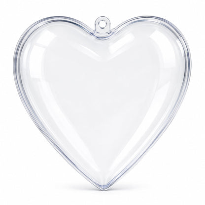 Set of 3 Clear Plastic Heart Ornaments 3.05 Inches