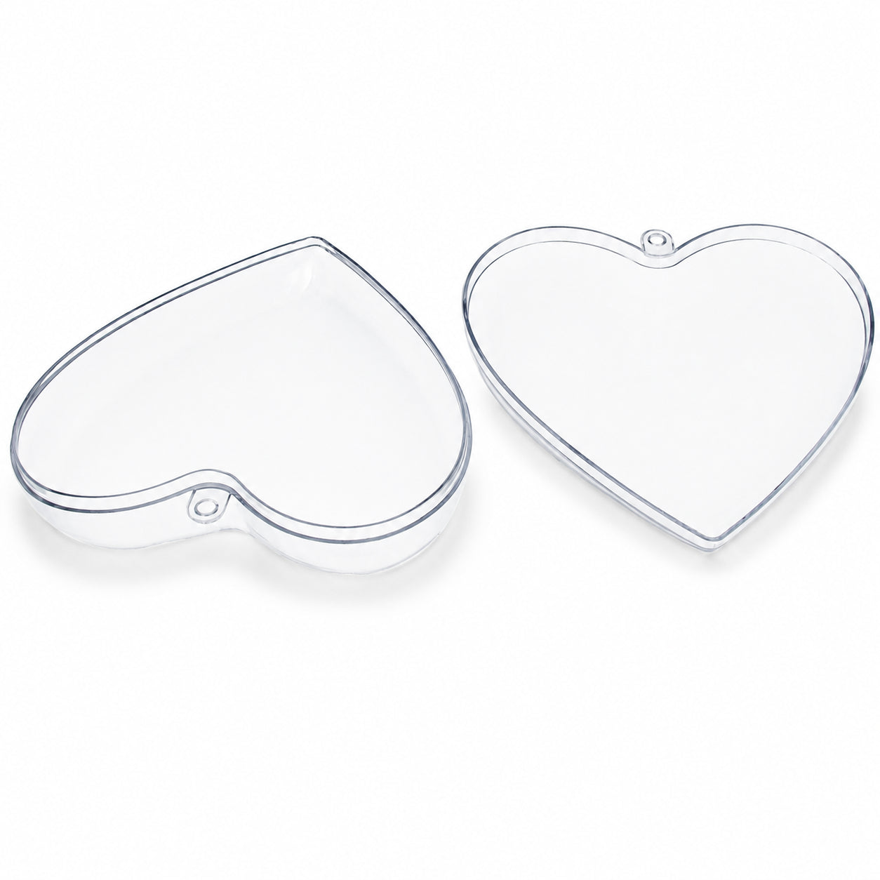 Set of 3 Clear Plastic Hearts Ornaments 2.45 Inches (62 mm)