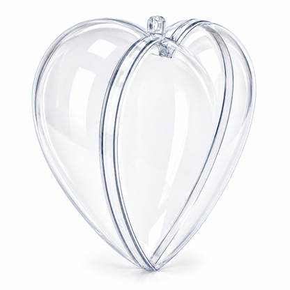 Set of 3 Clear Plastic Heart Ornaments 3.05 Inches