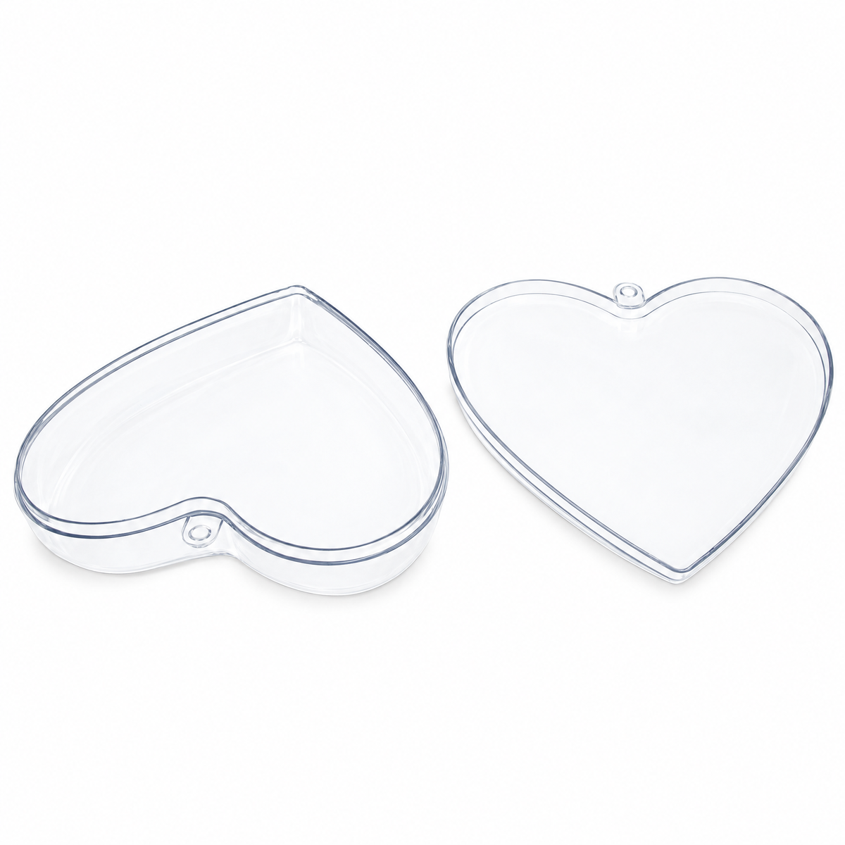 Set of 3 Clear Plastic Heart Ornaments 3.05 Inches