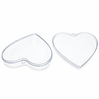 Set of 3 Clear Plastic Heart Ornaments 3.05 Inches