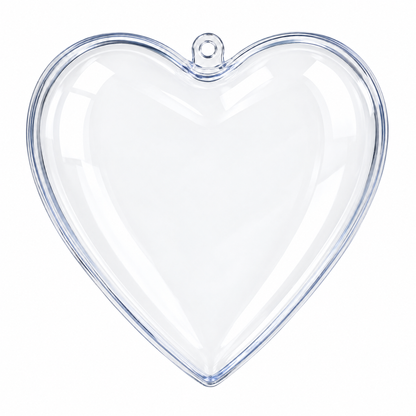 Set of 3 Clear Plastic Heart Ornaments 3.05 Inches