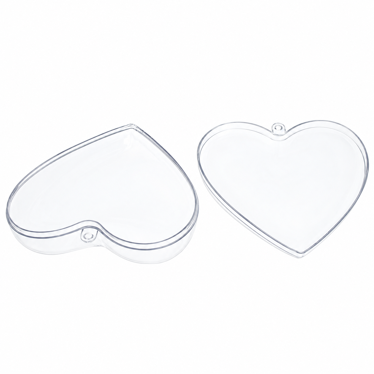 Set of 3 Clear Plastic Heart Ornaments 3.85 Inches (98 mm)