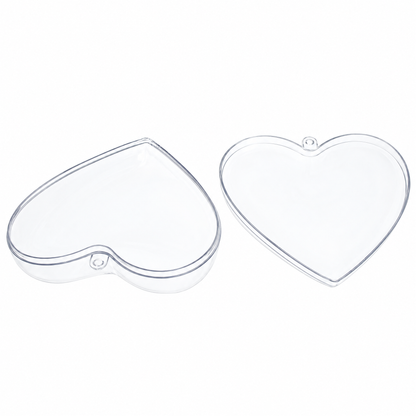 Set of 3 Clear Plastic Heart Ornaments 3.85 Inches (98 mm)