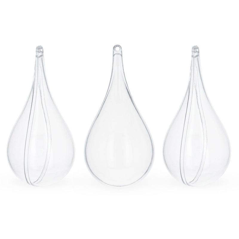 Set of 3 Clear Plastic Waterdrop Ornaments 4.3 Inches (109 mm)
