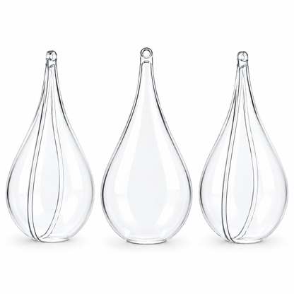 Set of 3 Clear Plastic Waterdrop Ornaments 4.3 Inches (109 mm)