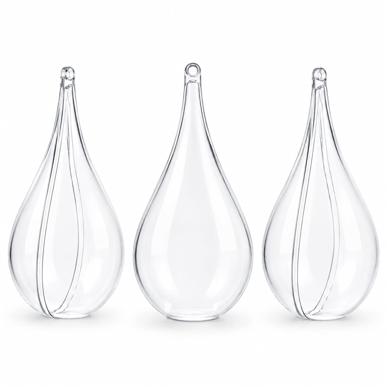 Set of 3 Clear Plastic Waterdrop Ornaments 4.3 Inches (109 mm)