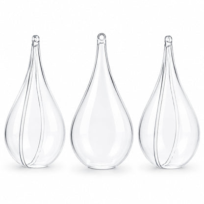 Set of 3 Clear Plastic Waterdrop Ornaments 4.3 Inches (109 mm)