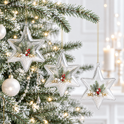 Set of 3 Clear Plastic Hexagon Ornaments 4 Inches