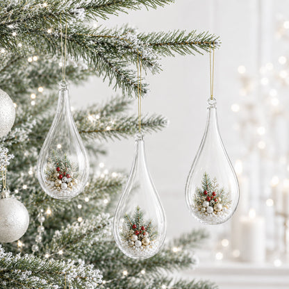 Set of 3 Clear Plastic Waterdrop Ornaments 4.3 Inches (109 mm)